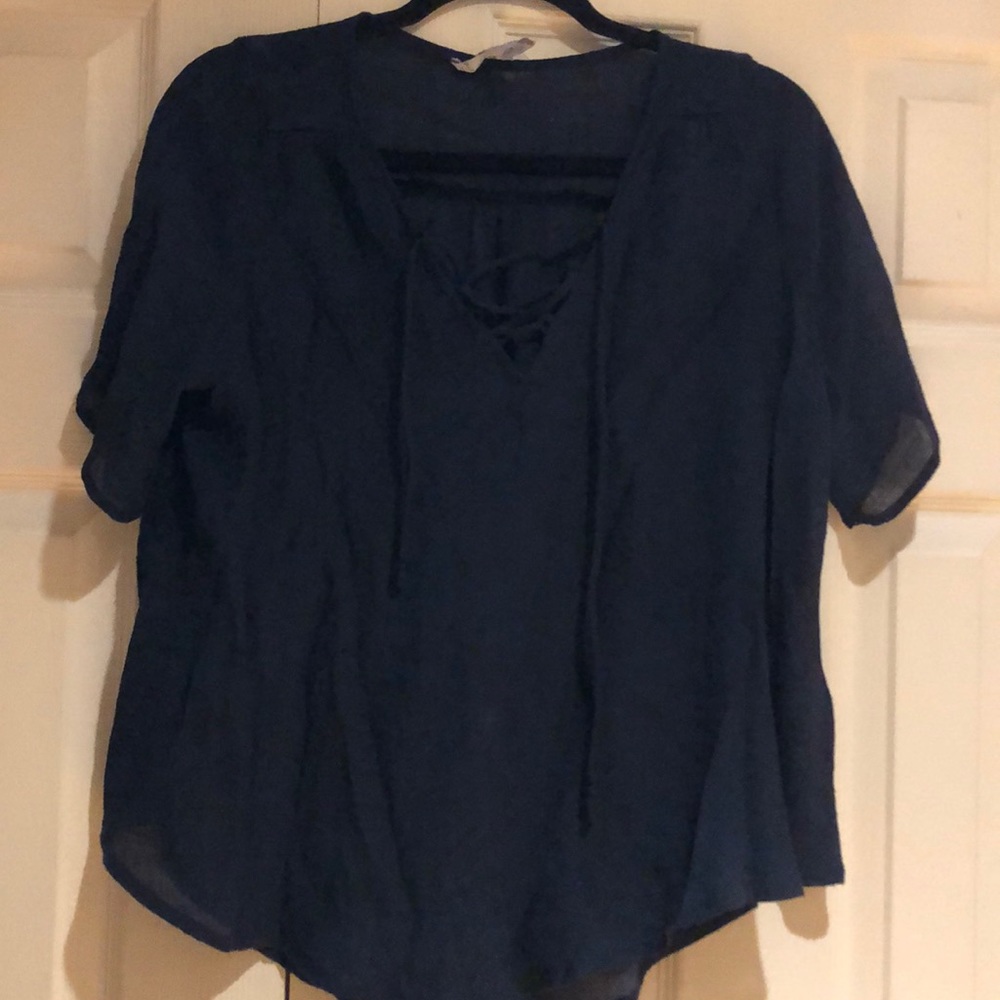 F21 BLUE LUGHT SHORT SLEEVE TUNIC NAVY